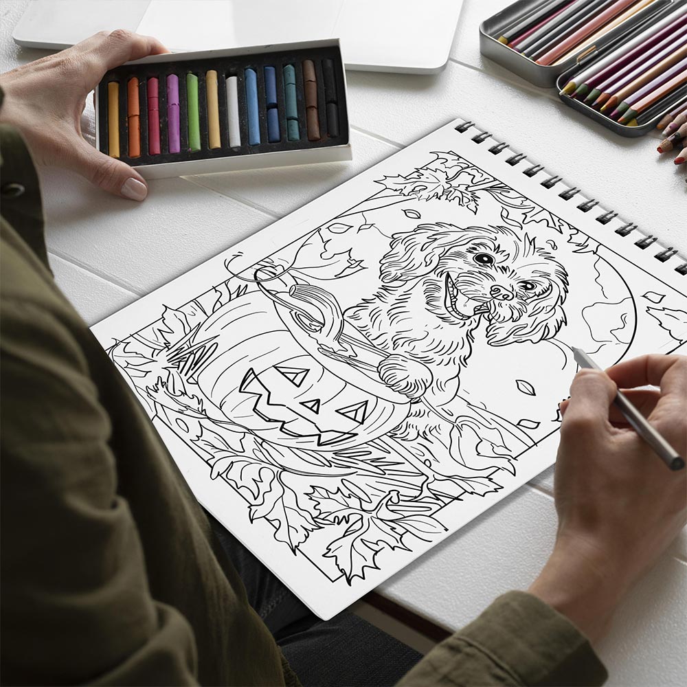 Netecom Pumpkin Cavalier Spiral Bound Coloring Book for Adults