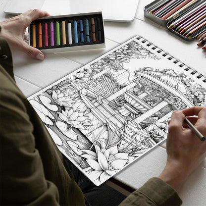 Netecom Secret Garden Spiral Bound Coloring Book for Adults