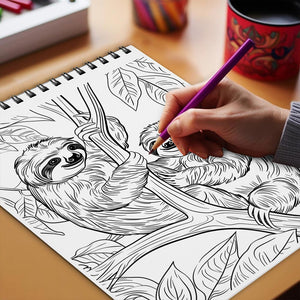 Netecom Sloth Paradise Coloring Book Spiral Bound for Adults