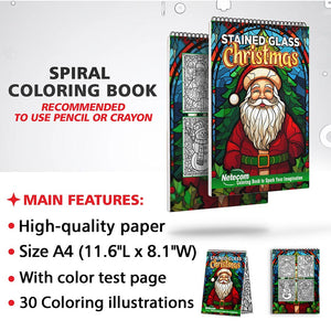 Netecom Stained Glass Christmas Coloring Sheets for Adults