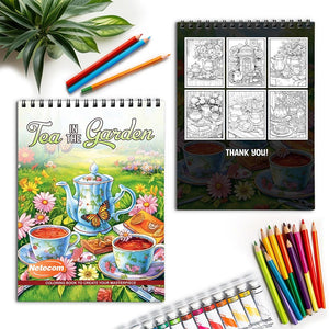 Netecom Tea in the Garden Spiral Coloring Book for Adults