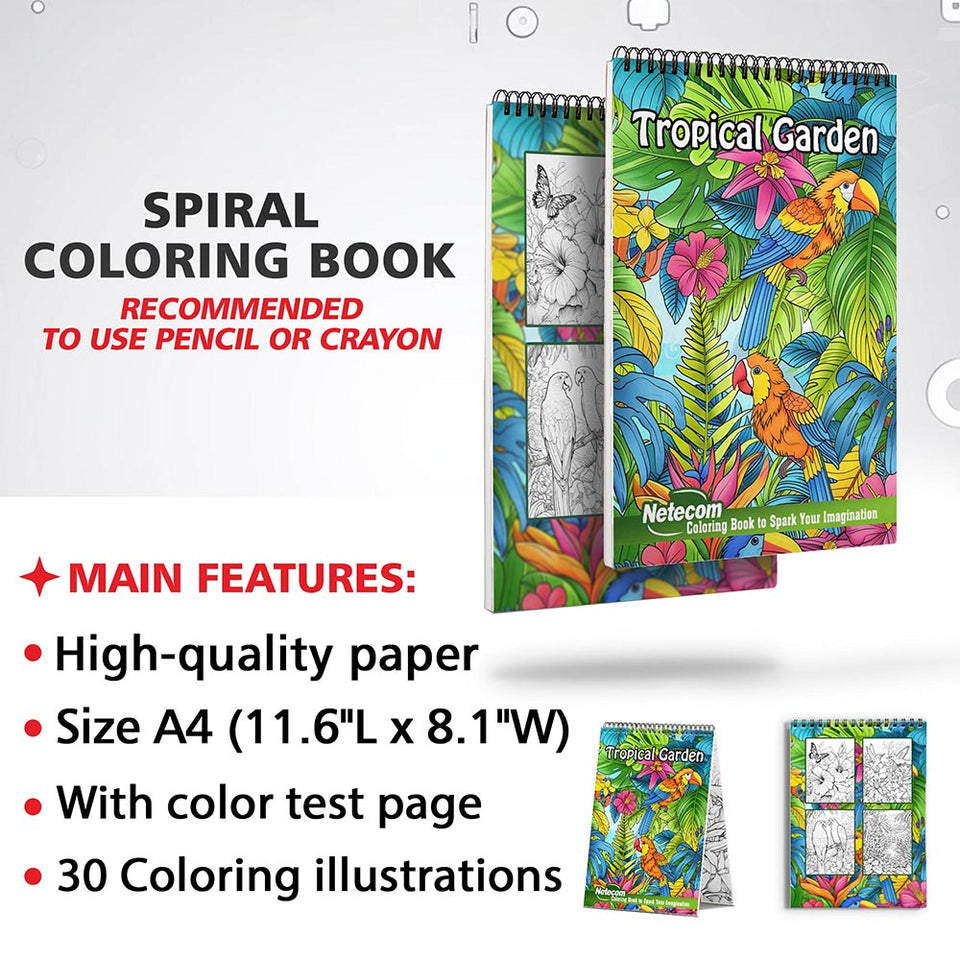 Netecom Tropical Garden Coloring Sheets for Adults