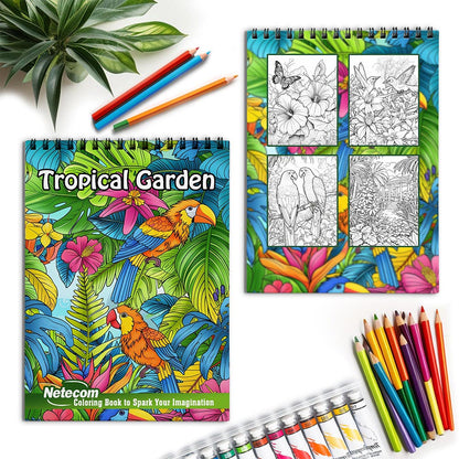Netecom Tropical Garden Spiral Coloring Book for Adults