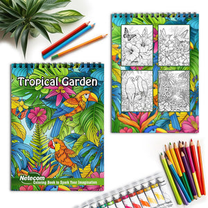 Netecom Tropical Garden Spiral Coloring Book for Adults