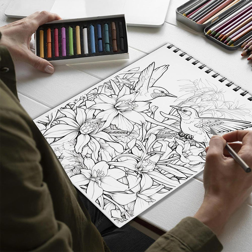 Netecom Tropical Garden Spiral Bound Coloring Book for Adults
