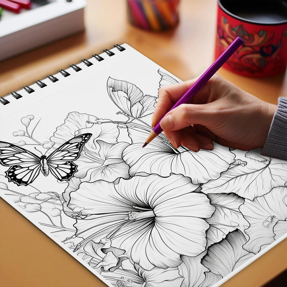 Netecom Tropical Garden Coloring Book Spiral Bound for Adults