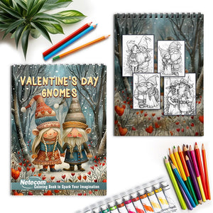 Netecom Valentine's Day Gnomes Spiral Coloring Book for Adults