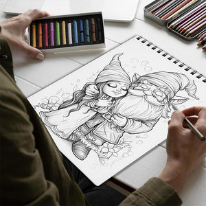 Netecom Valentine's Day Gnomes Spiral Bound Coloring Book for Adults