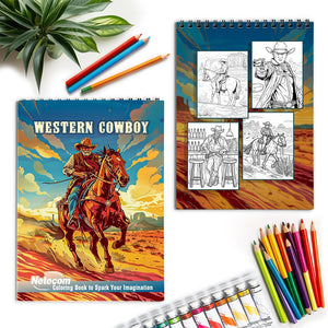 Netecom Western Cowboy Spiral Coloring Book for Adults