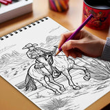 Netecom Western Cowboy Coloring Book Spiral Bound for Adults