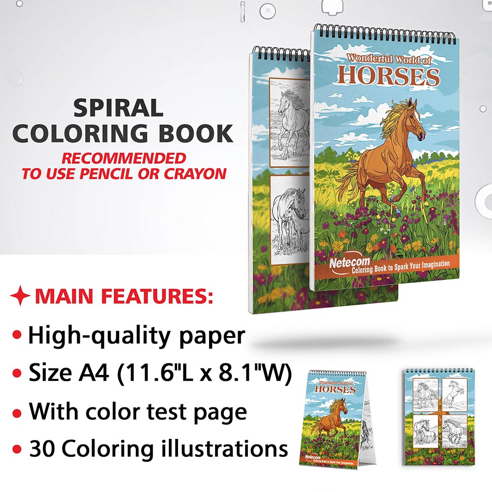 Netecom Wonderful World of Horses Coloring Sheets for Adults