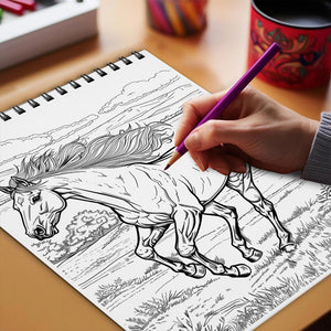 Netecom Wonderful World of Horses Coloring Book Spiral Bound for Adults