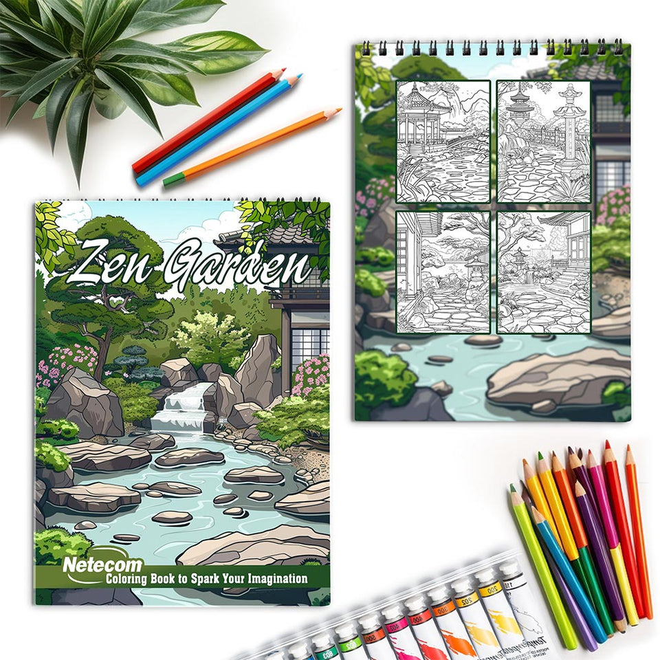 Netecom Zen Garden Spiral Coloring Book for Adults