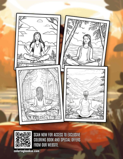 Outdoor Yoga 30 Pages Printable Coloring Book