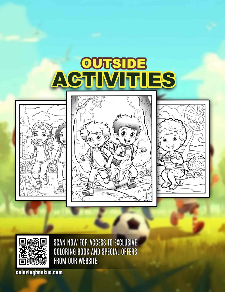 Outside Activities 30 Pages Printable Coloring Book