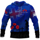 Anzac Day Lest We Forget All Over Printed Unisex Hoodie
