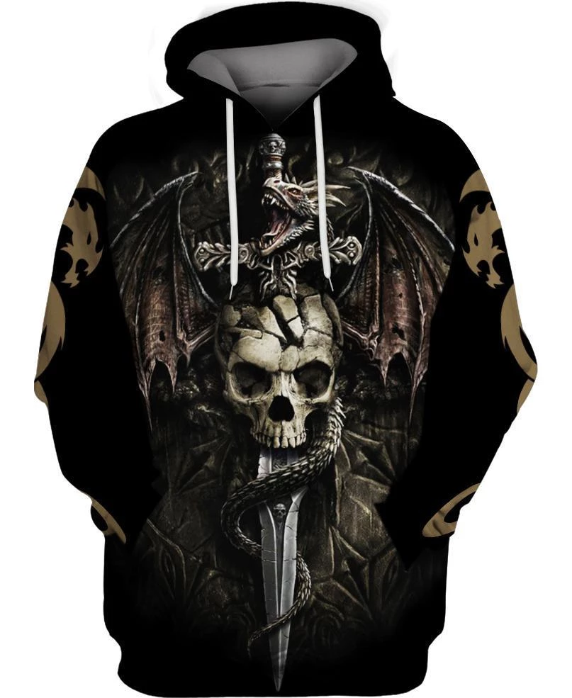 Unisex Hoodie All Over Print Skull Gifts Skull Sword Unisex Hoodie