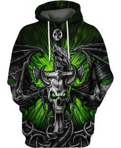 Unisex Hoodie All Over Print Skull Gifts Skull Green Unisex Hoodie