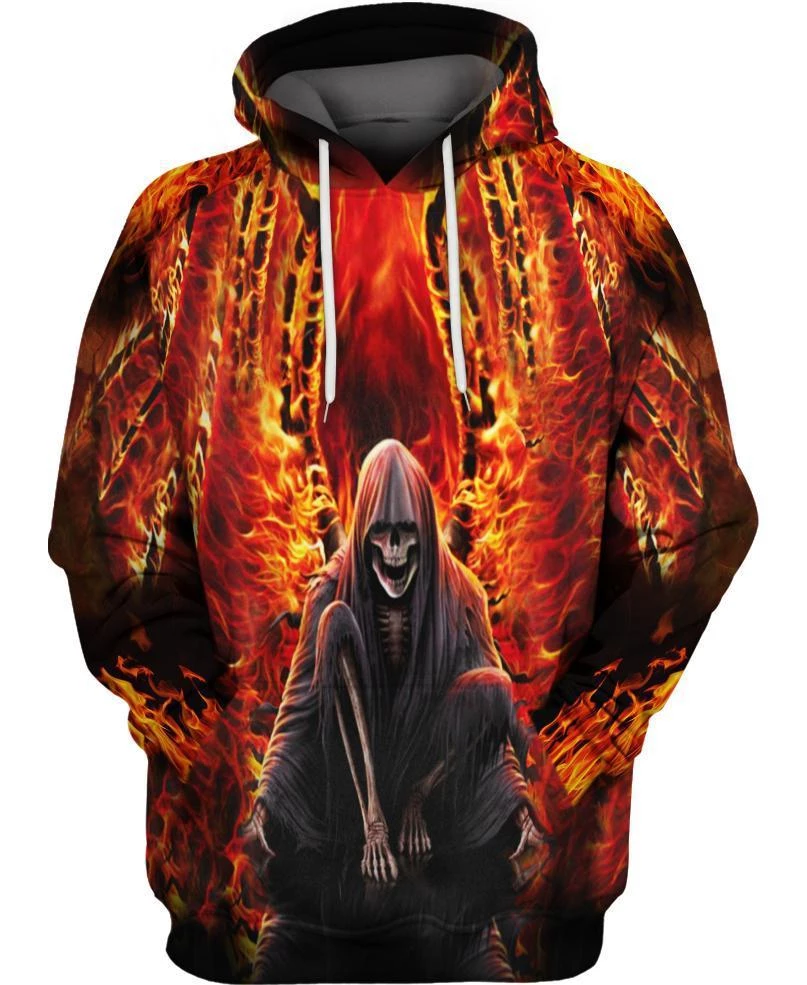 Unisex Hoodie All Over Print Skull Gifts Skull Fire Unisex Hoodie