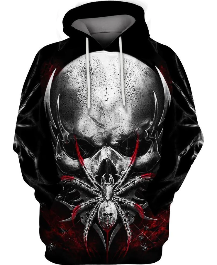 Unisex Hoodie All Over Print Skull Gifts Skull Spider Unisex Hoodie