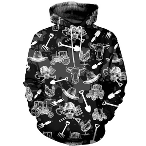 Unisex Hoodie All Over Print Skull Gifts All Over Printed Farm Skull Unisex Hoodie