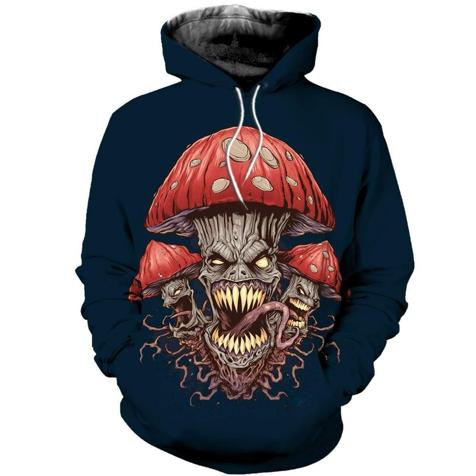 Unisex Hoodie All Over Print Skull Gifts Mushroom Skull Unisex Hoodie