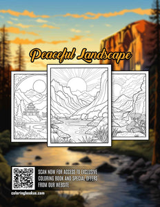 Minimalist Peaceful Landscape 30 Pages Printable Coloring Book