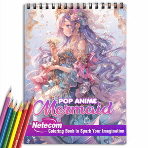 Pop Anime Mermaid Spiral Bound Coloring Book: 30 Stunning Pop Anime Mermaid Coloring Pages for Artistic Explorers to Dive into the World of Mermaids in Pop Anime Style