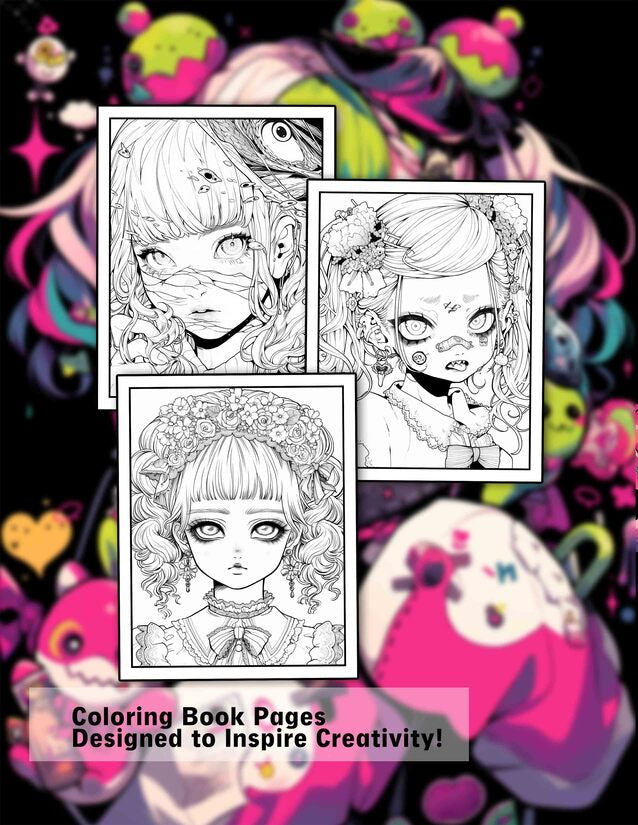 Pop Manga Cute And Creepy 30 Pages Printable Coloring Book