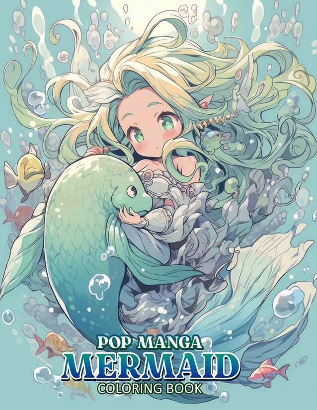 Pop Manga Mermaid 30 Pages Printable Coloring Book