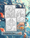 Pop Manga Mermaid 30 Pages Printable Coloring Book