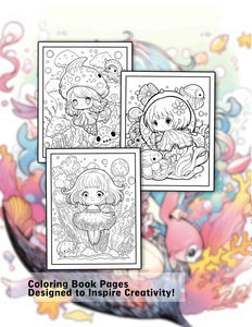 Pop Manga Sea Creatures 30 Pages Printable Coloring Book