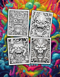 Psychedelic Monster 30 Pages Printable Coloring Book