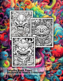 Psychedelic Monster 30 Pages Printable Coloring Book