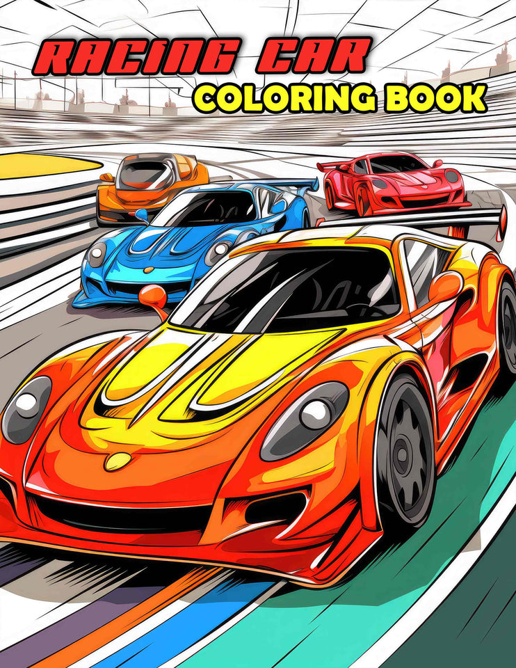 Racing Car 30 Pages Printable Coloring Book