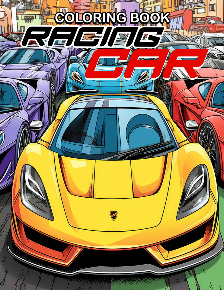 Racing Car 30 Pages Printable Coloring Book