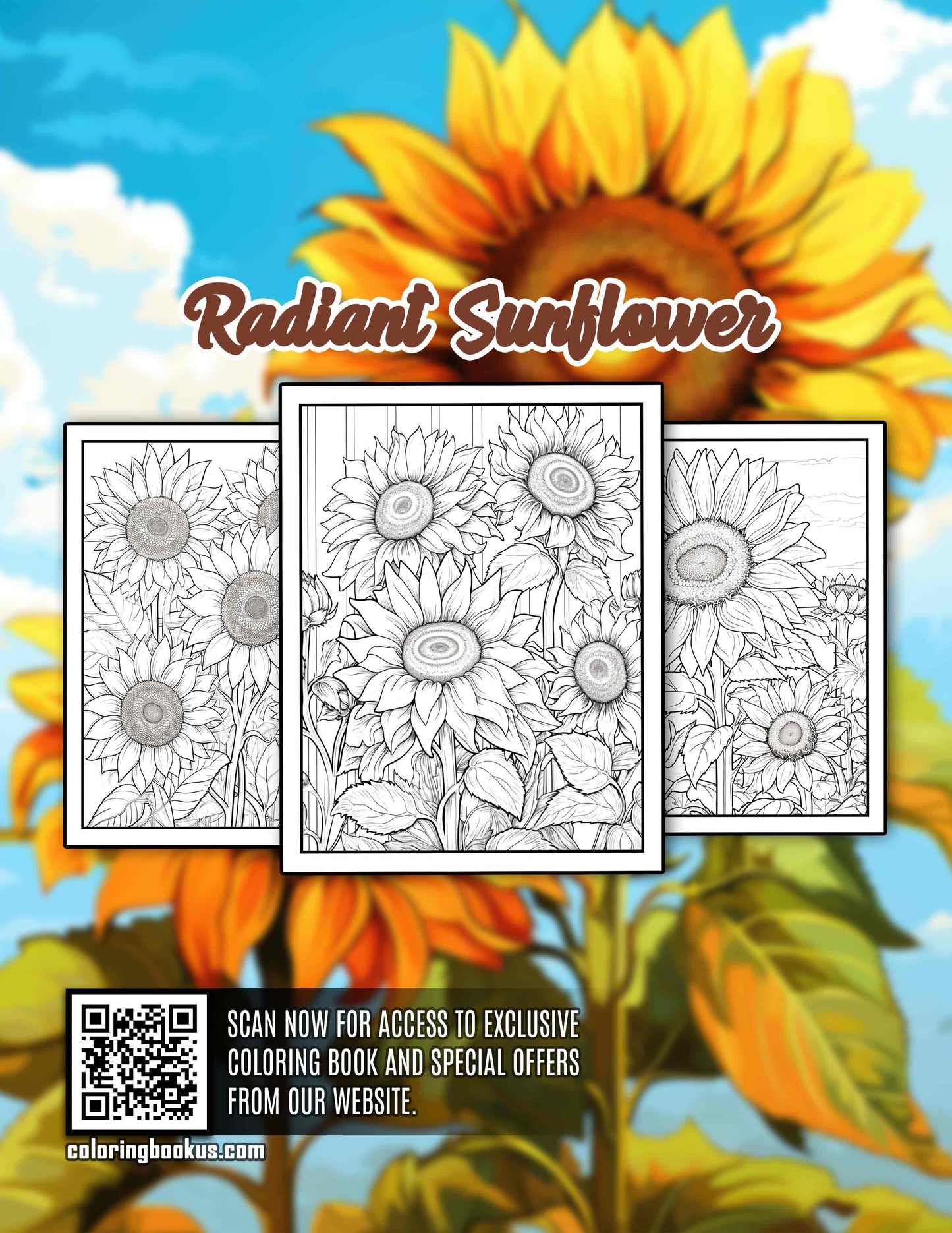 Radiant Sunflower 30 Pages Printable Coloring Book