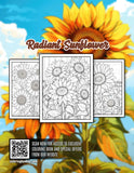 Radiant Sunflower 30 Pages Printable Coloring Book