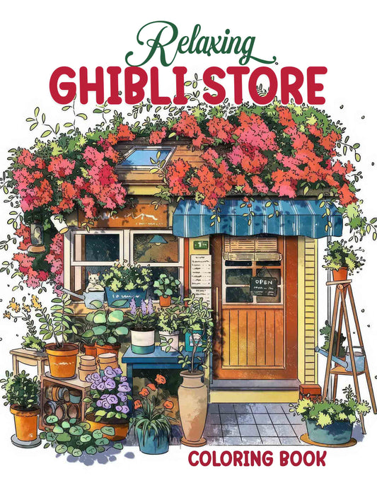 Relaxing Ghibli Store 30 Pages Printable Coloring Book