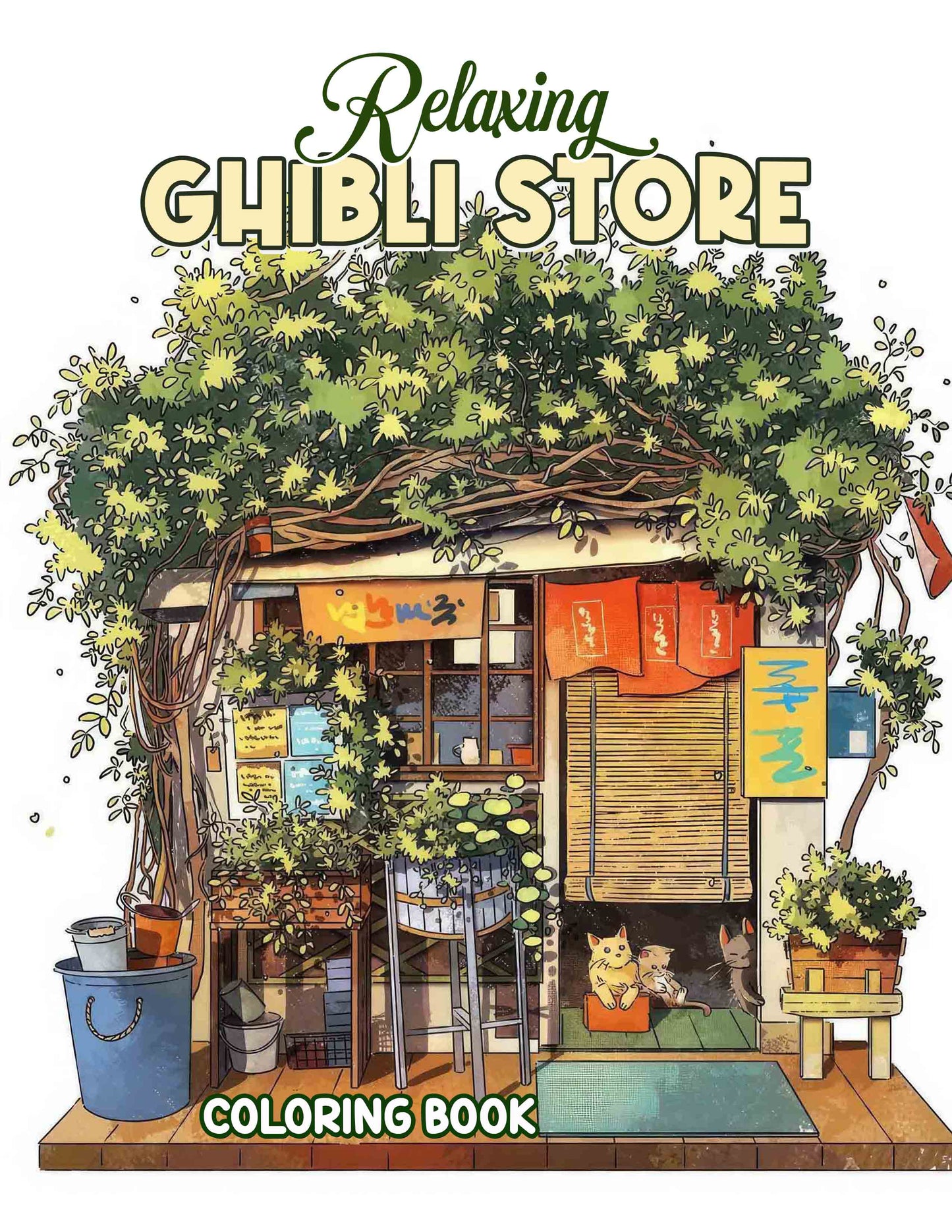 Relaxing Ghibli Store 30 Pages Printable Coloring Book