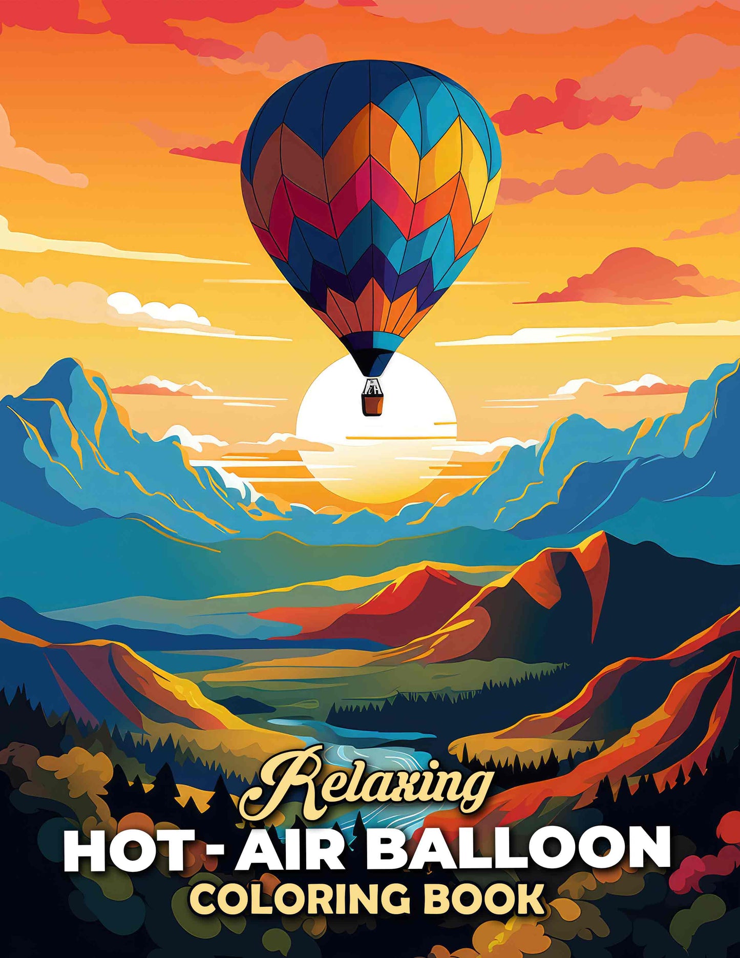 Relaxing Hot-Air Balloon 30 Pages Printable Coloring Book