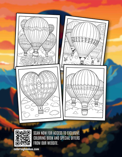 Relaxing Hot-Air Balloon 30 Pages Printable Coloring Book