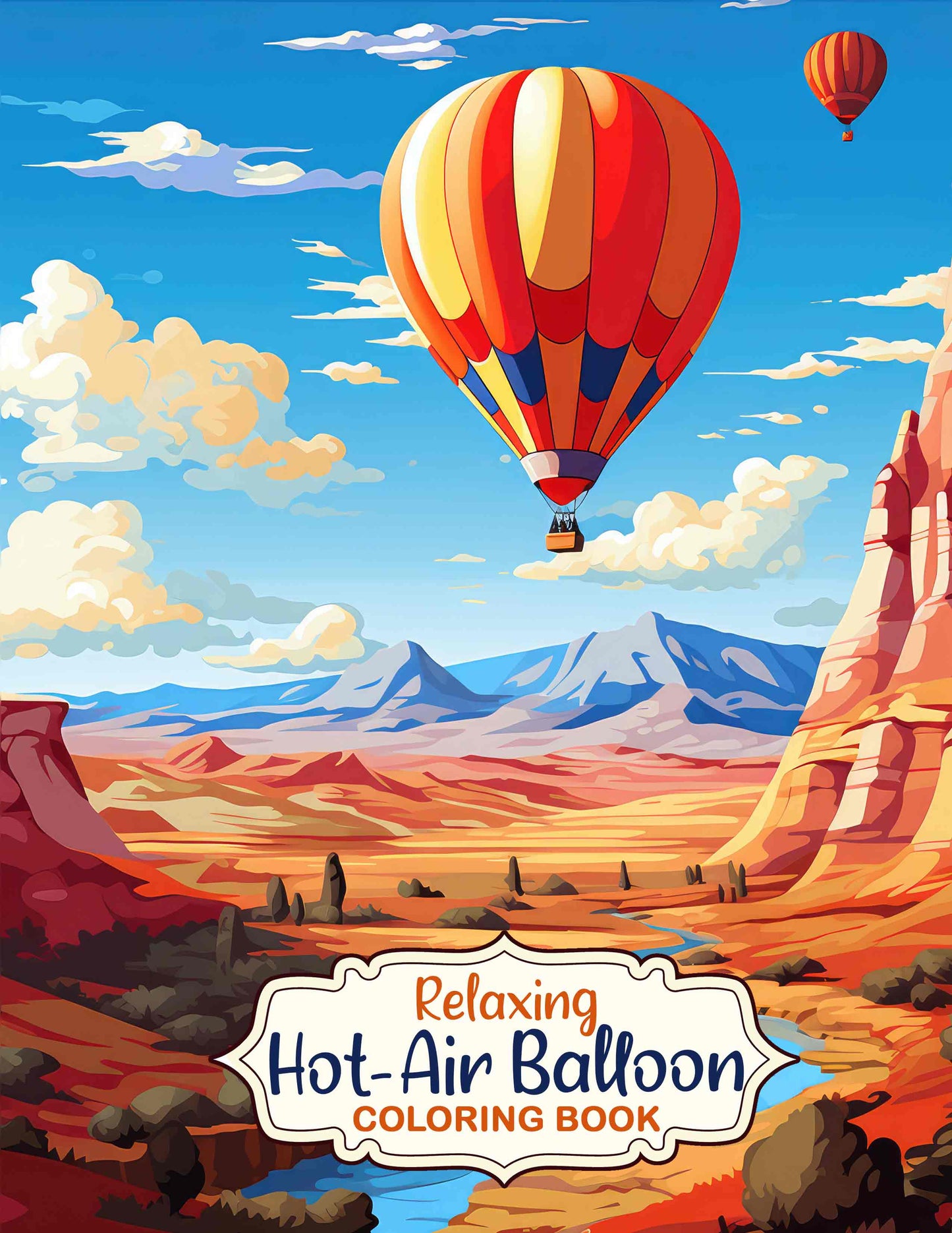Relaxing Hot-Air Balloon 30 Pages Printable Coloring Book