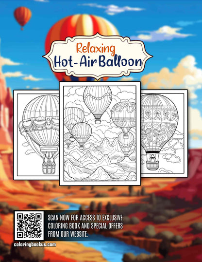 Relaxing Hot-Air Balloon 30 Pages Printable Coloring Book