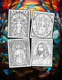 Religious Stained Glass 30 Pages Printable Coloring Book