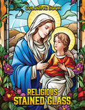 Religious Stained Glass 30 Pages Printable Coloring Book