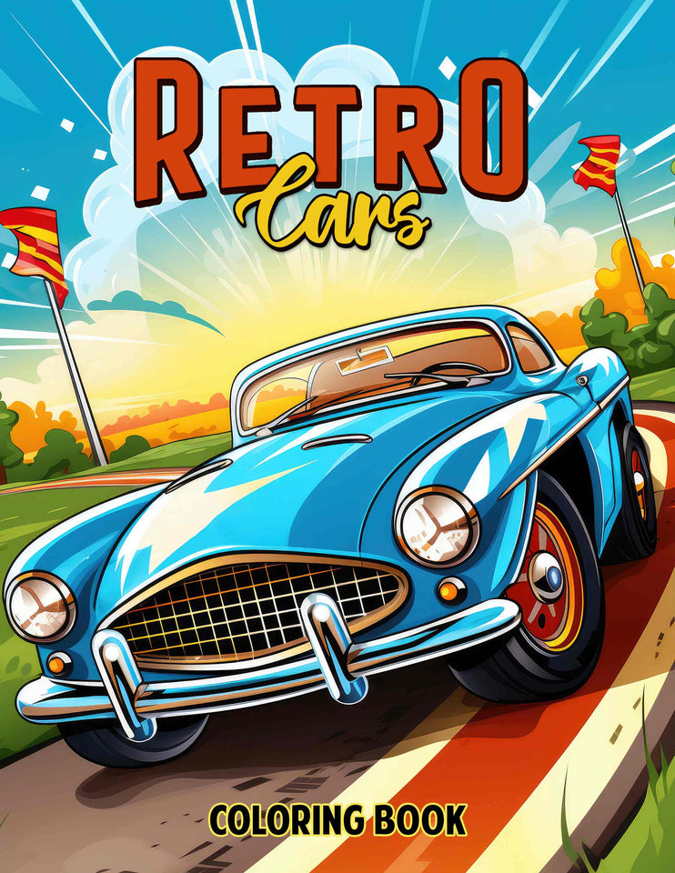 Retro Cars 30 Pages Printable Coloring Book