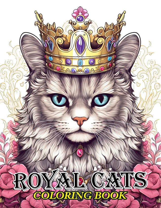 Royal Cats 30 Pages Printable Coloring Book