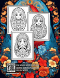 Russian Dolls 30 Pages Printable Coloring Book