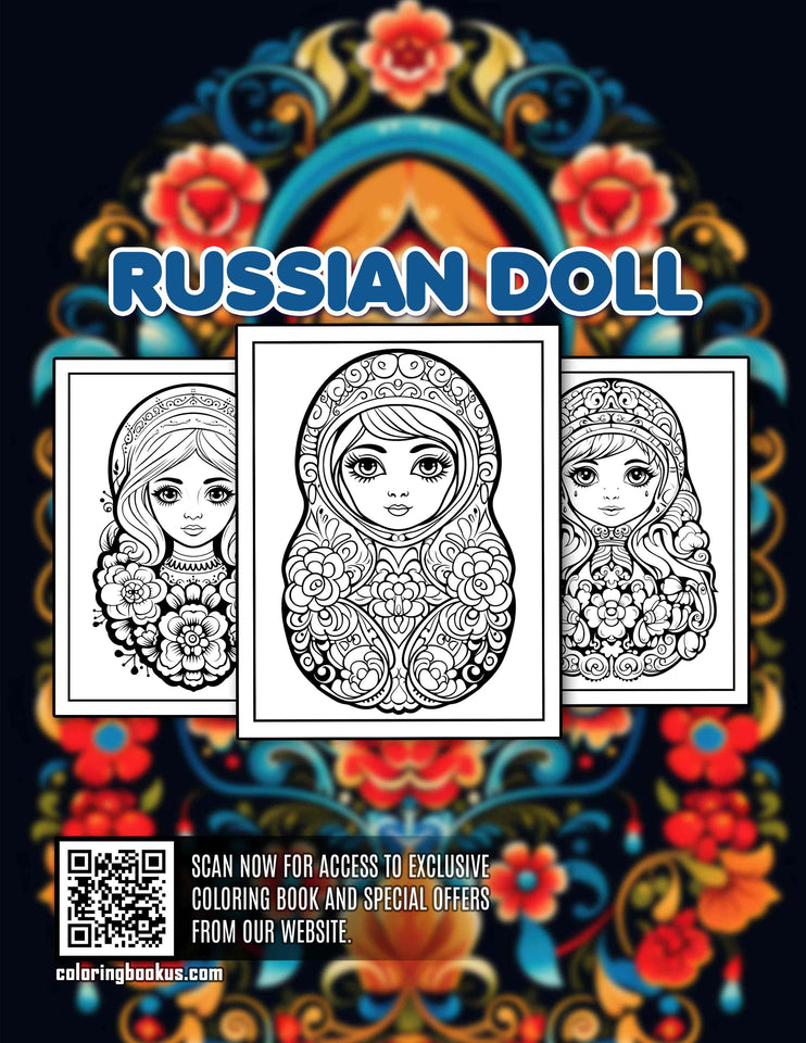 Russian Dolls 30 Pages Printable Coloring Book